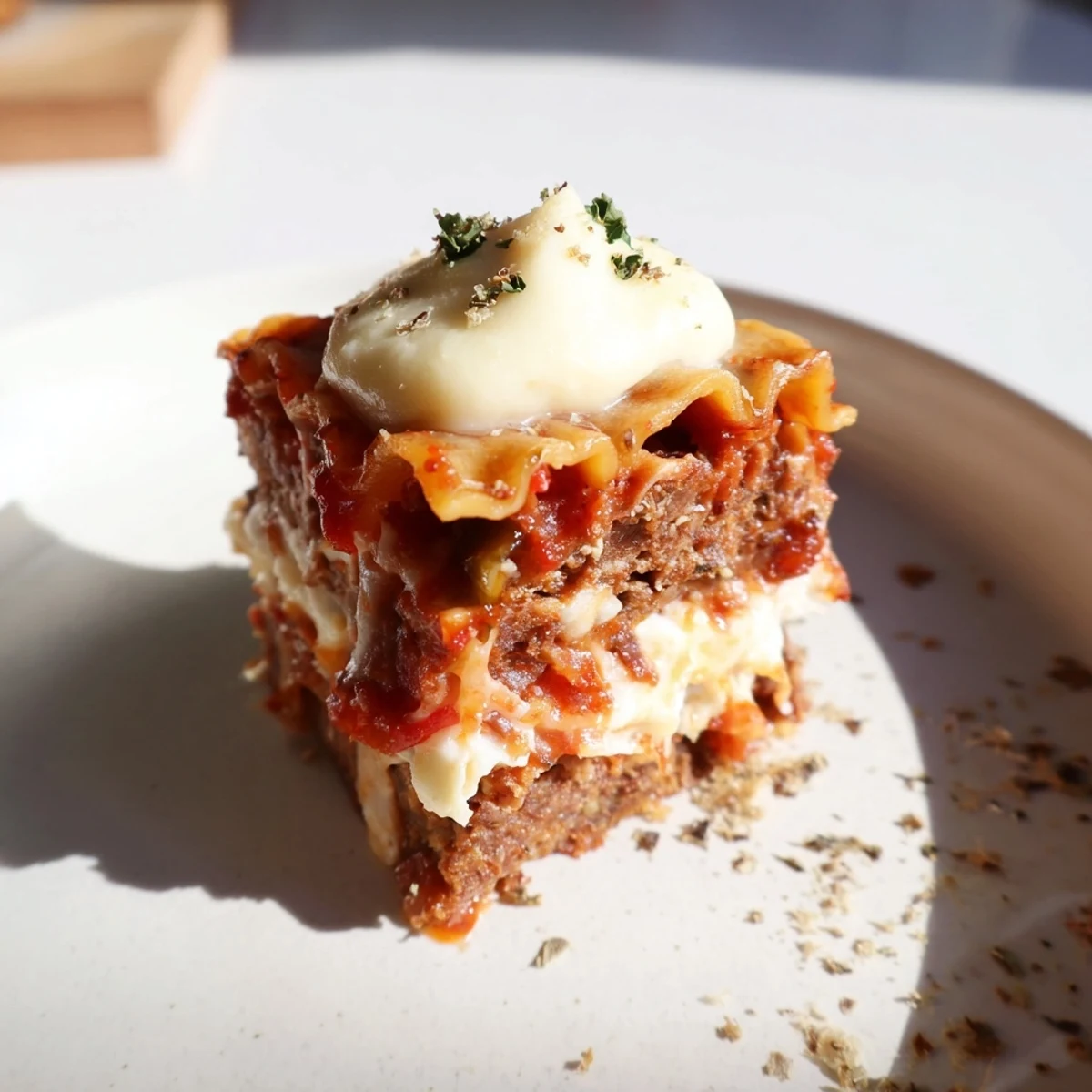 Gingerbread Lasagne Soup Bites topped with fresh parsley served on a festive platter.  