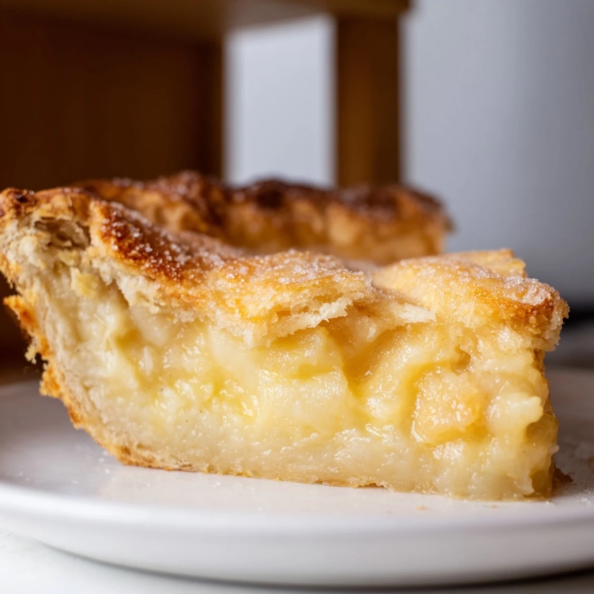 Creamy water pie, a nostalgic dessert with a crisp sugary crust.  