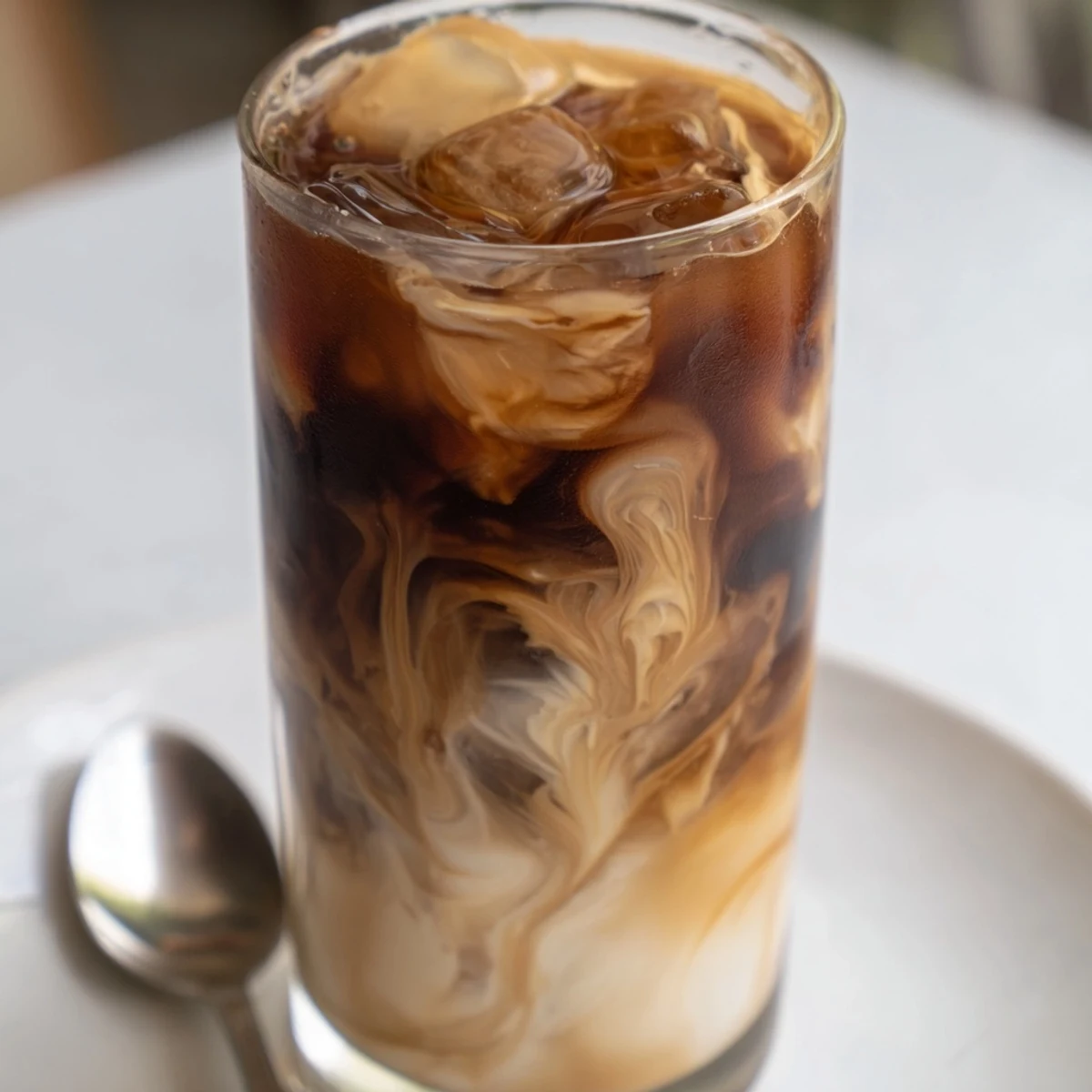 Refreshing vegan tahini iced coffee served in tall glasses, ideal for a hot day.