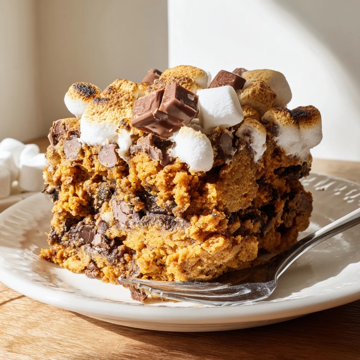 Warm and inviting S’mores Pumpkin Cookie Cake perfect for sharing on cozy nights.  
