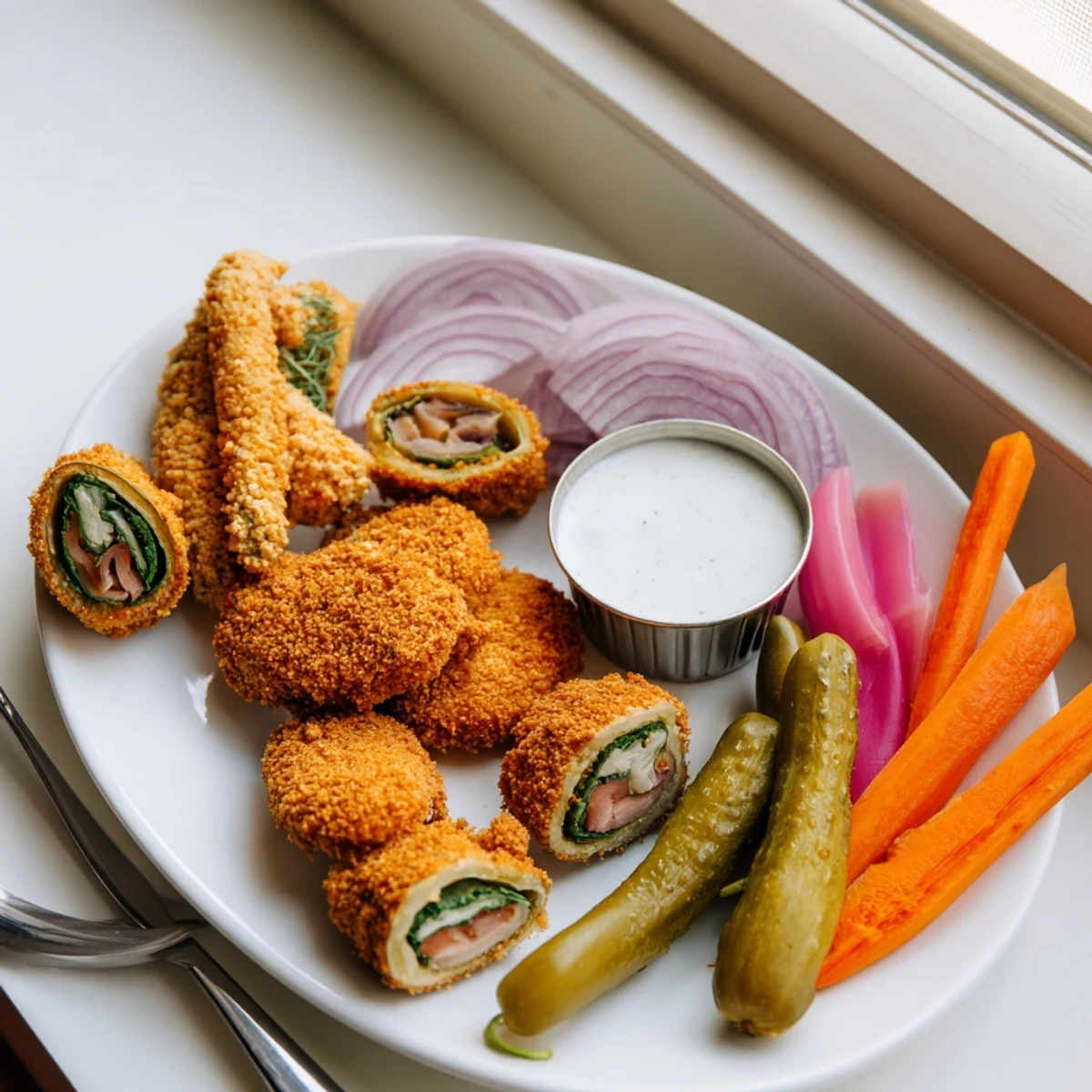 Delicious pickled-wrapped bites alongside assorted veggies in a fun Pickle Lovers Meal.  