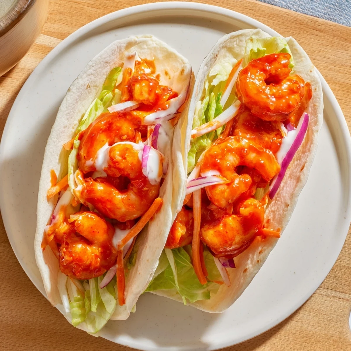 Enjoy these flavorful buffalo shrimp wraps with juicy shrimp, easy for a quick lunch or dinner.