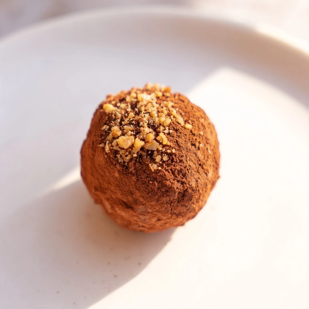 Date & Walnut Truffles, evenly coated in rich cocoa, ready to enjoy as a sweet treat.