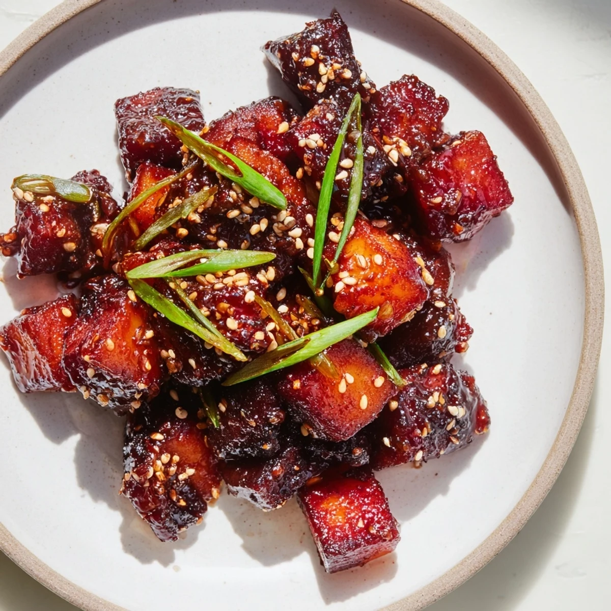 Golden-brown miso roasted winter vegetables glistening with glaze, ready for a delicious dinner.