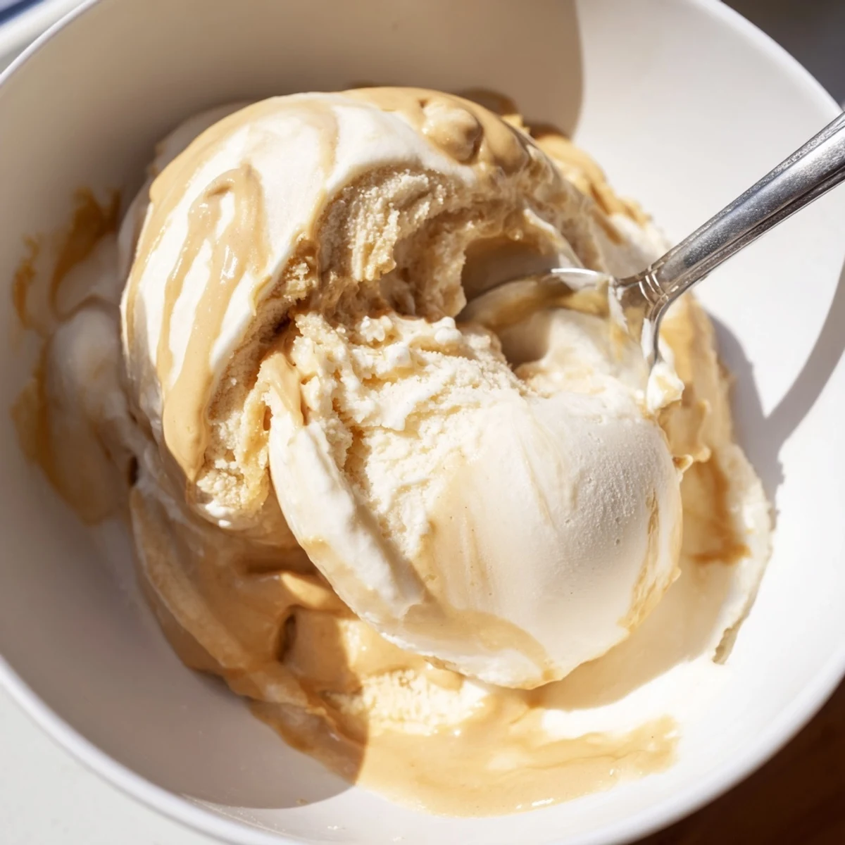 This Peanut Butter Banana Ice Cream features perfectly blended frozen bananas, with a rich peanut butter swirl for enjoyment.