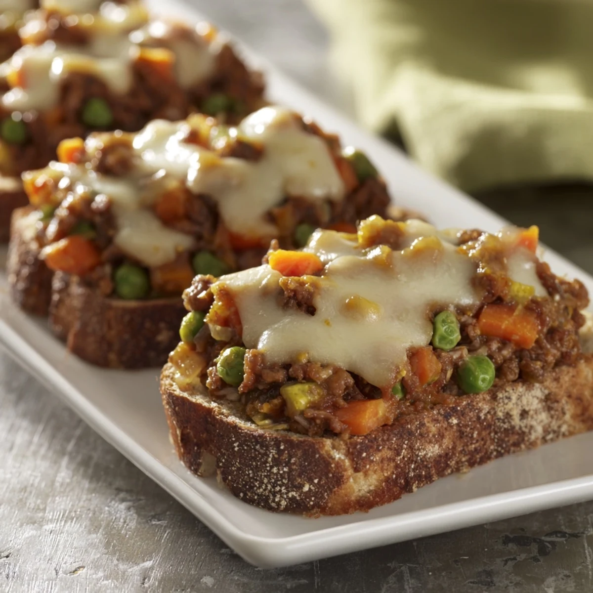 Golden, bubbly 5-Ingredient Sloppy Joe Casserole, a family favorite layered with cheese and beef.