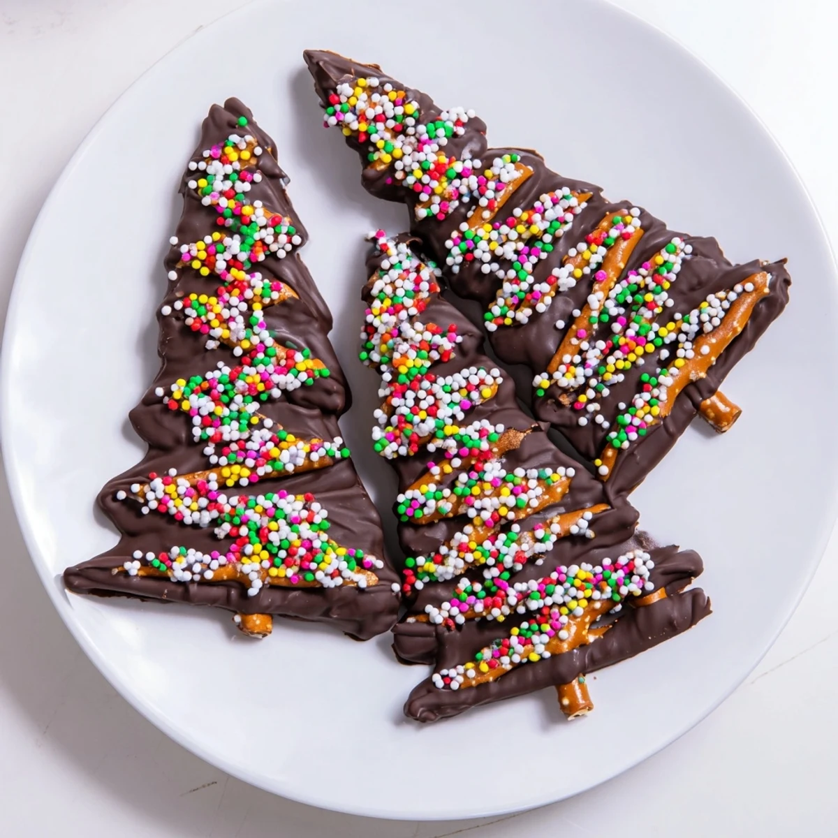 Rich and decadent Express Chocolate Christmas Trees, drizzled and decorated with festive sprinkles, look amazing.