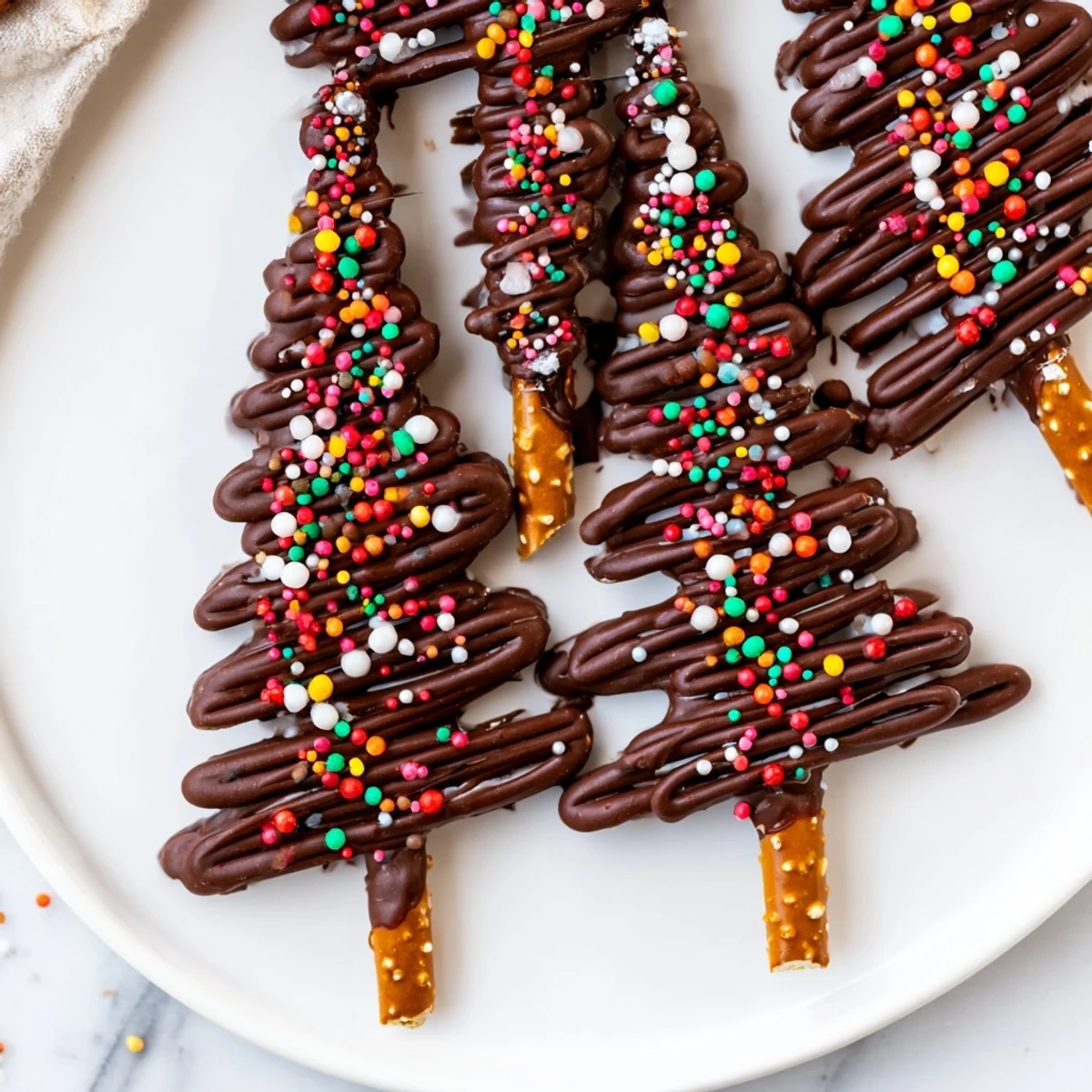 These edible, chocolate Express Chocolate Christmas Trees glisten with sprinkles, a simple recipe for all ages to enjoy.