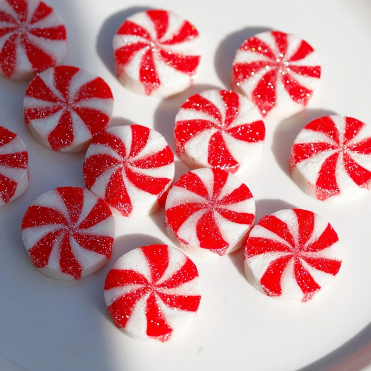 Express Peppermint Candy Bows, glistening with edible glitter, ready to be a sweet holiday treat.
