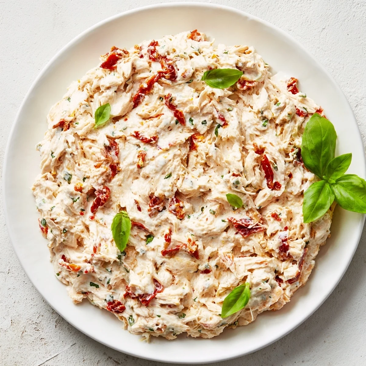 Golden-brown Lightened Marry Me Chicken Dip, full of tender chicken and sun-dried tomatoes—a delicious appetizer!