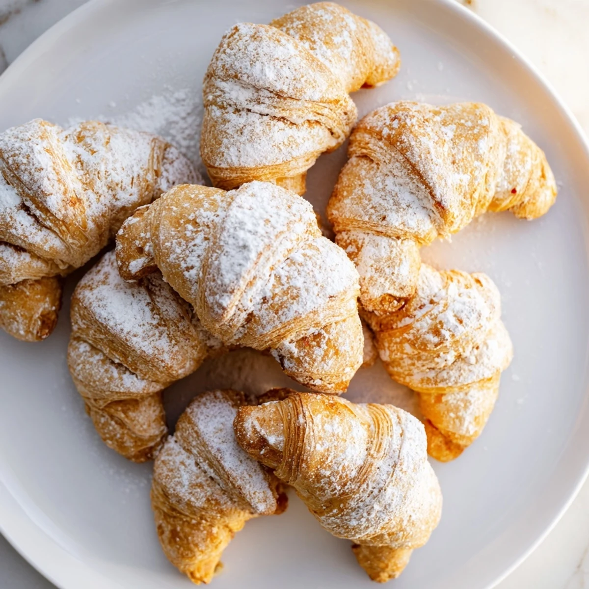 Crisp golden Quick Christmas Cookie Croissants dusted with cinnamon sugar, ready to enjoy.