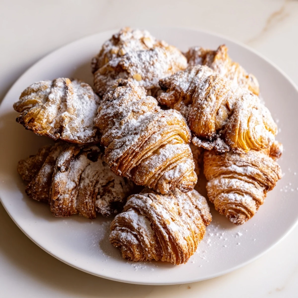 Warm, freshly baked Quick Christmas Cookie Croissants shaped into buttery crescents, an ideal treat.