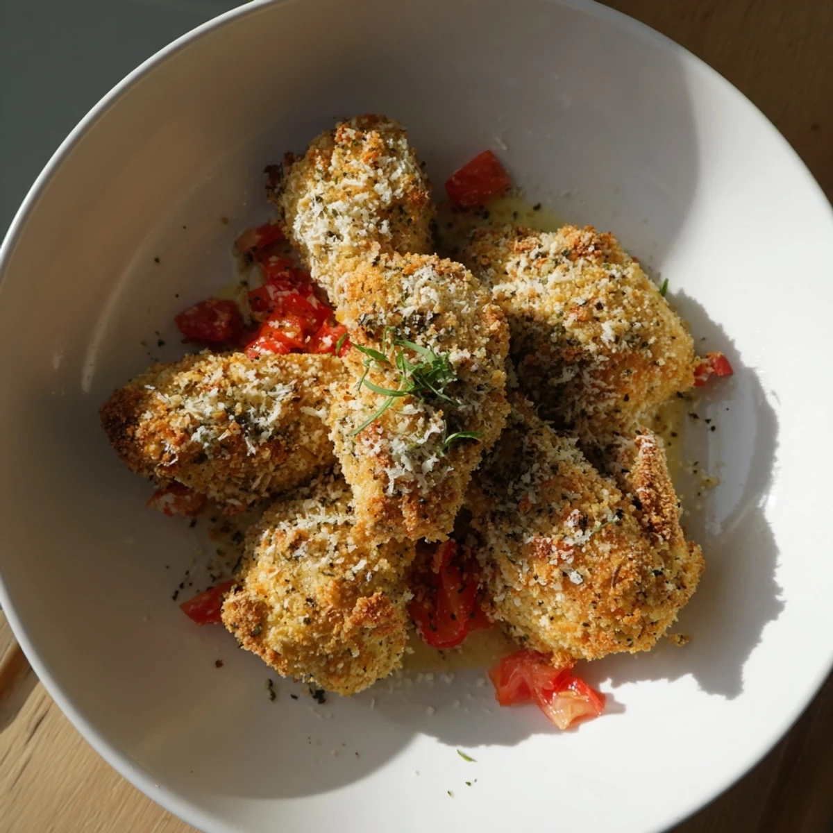 Imagine the aroma: sizzling Garlic Parmesan Chicken Tenders, served hot with fresh parsley and lemon.
