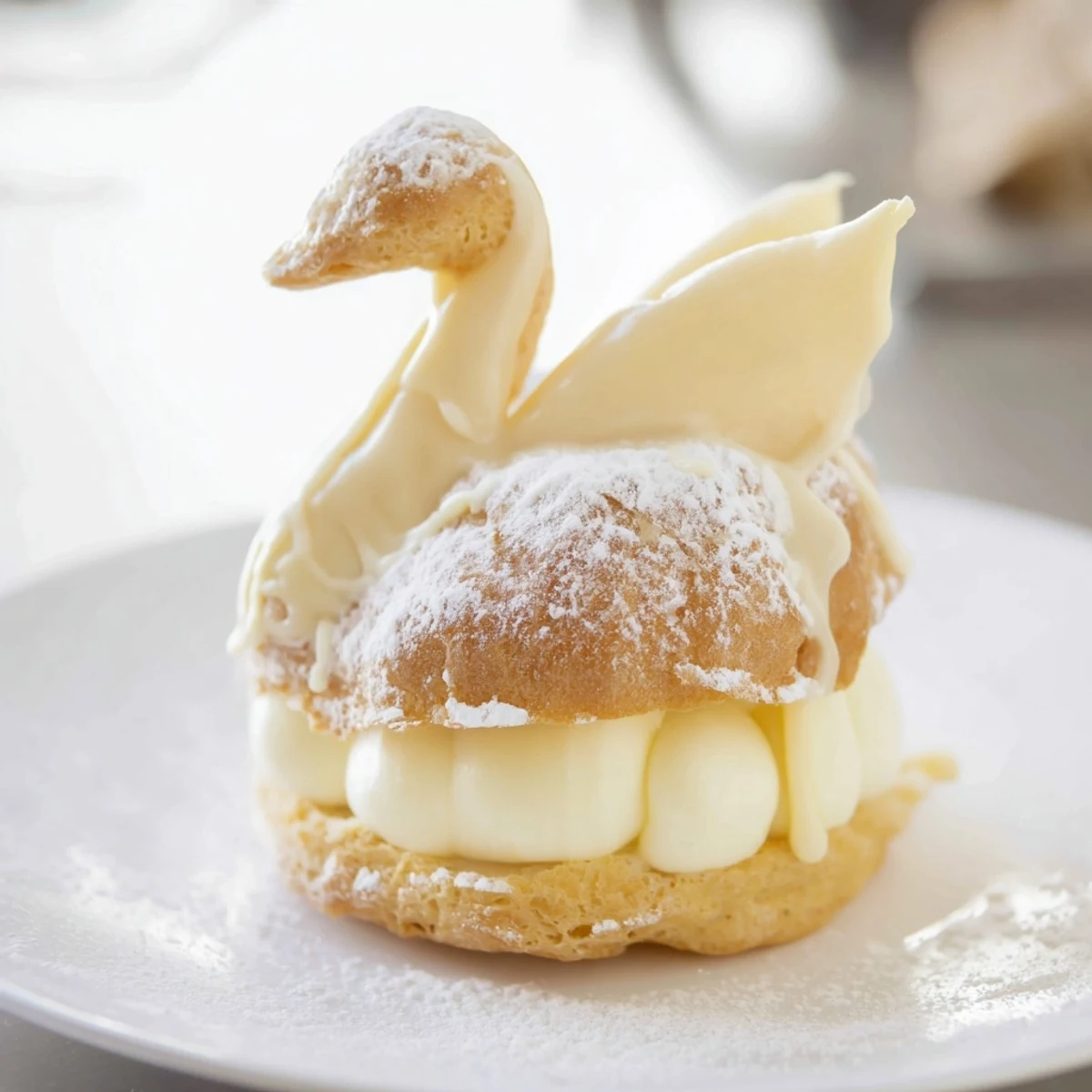 Elegant Swan Petit Fours displayed on a platter, glazed perfectly, ready for a special afternoon tea.