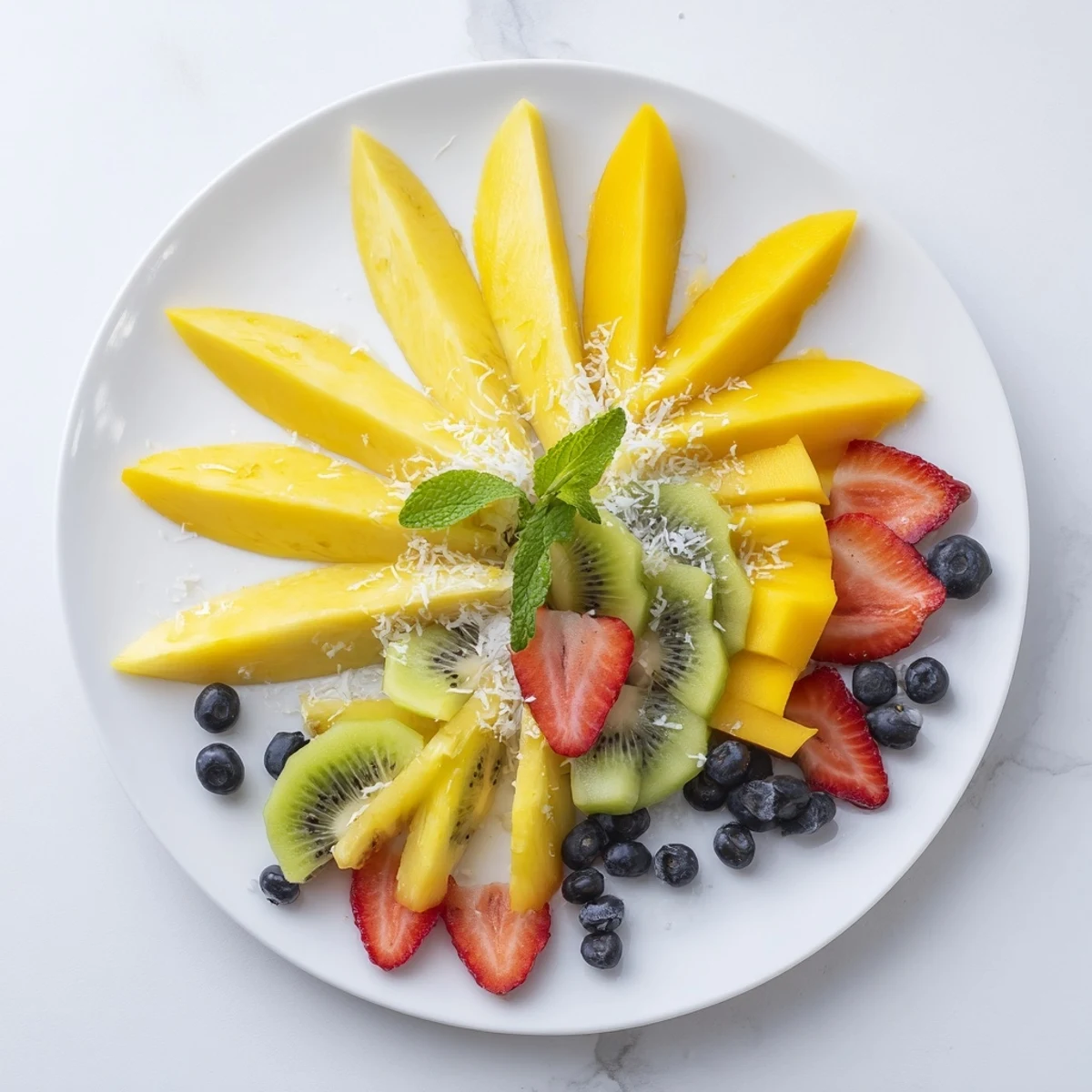Arranged beautifully, this Tropical Pineapple Sun Fruit Platter is a colorful and delicious, healthy treat.