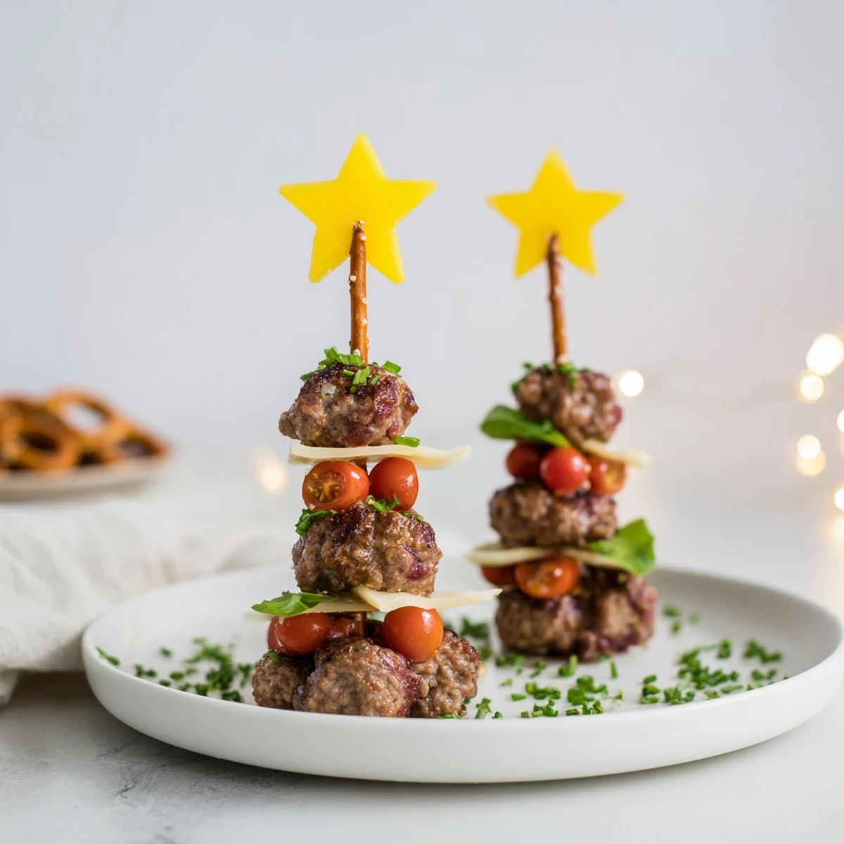 Beautiful Savory Bites: Mini Meatball Christmas Trees, festive and flavorful appetizer for your holiday party.