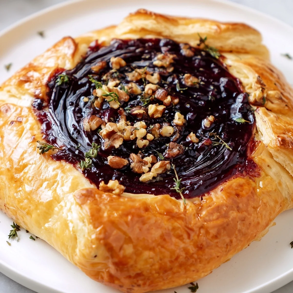 Warm, gooey Baked Brie with Fig Jam: enjoy the soft cheese and golden crust with a baguette.