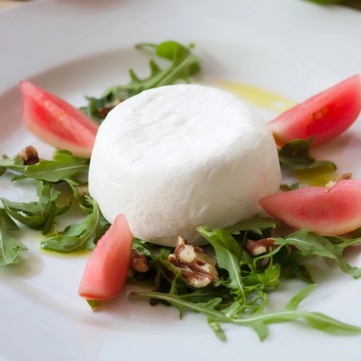 Artfully arranged The Zenith Point salad with creamy cheese wheel centerpiece, ready to serve and impress.