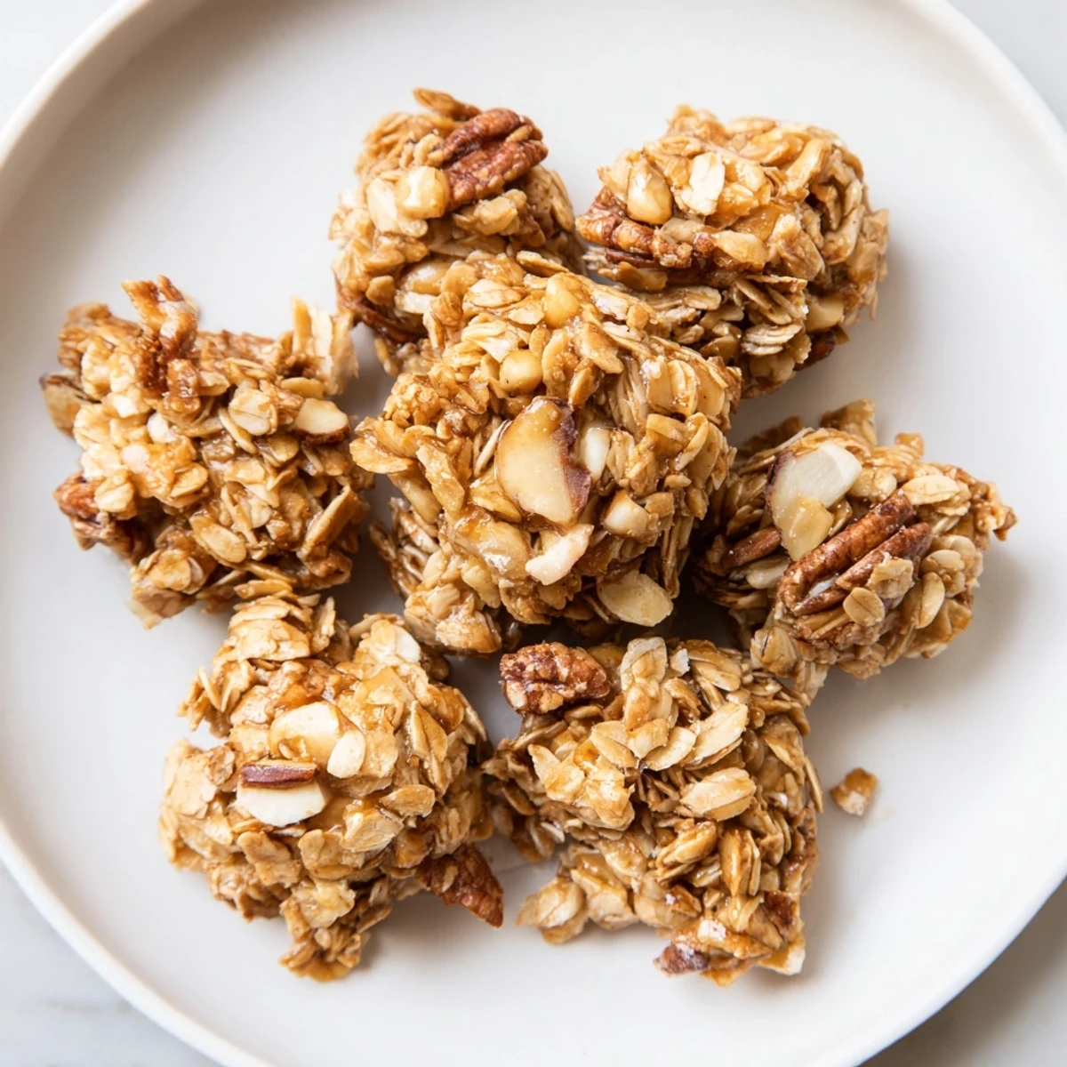 Enjoy the aroma: freshly baked Honey Nut Granola Clusters, ready to serve with yogurt.