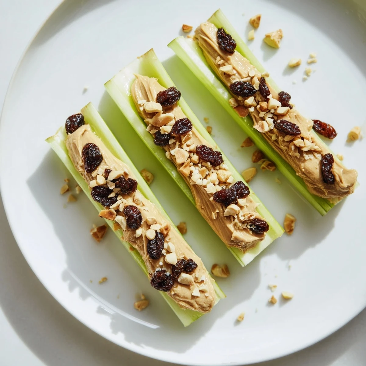 Fresh celery sticks filled with creamy peanut butter, this simple Peanut Butter Celery Sticks snack is satisfying.