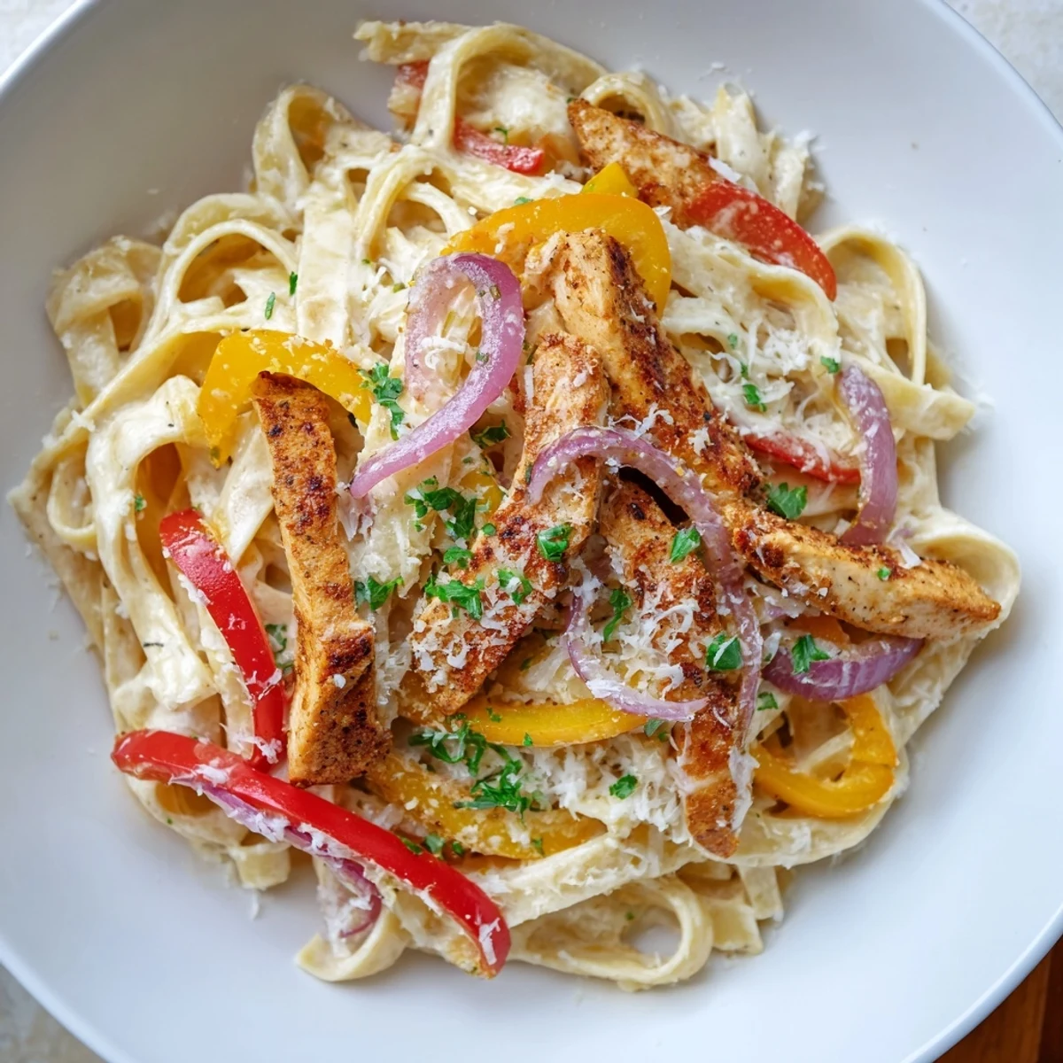 A comforting bowl of freshly made Cajun Chicken Pasta, perfect for a flavorful weeknight meal.