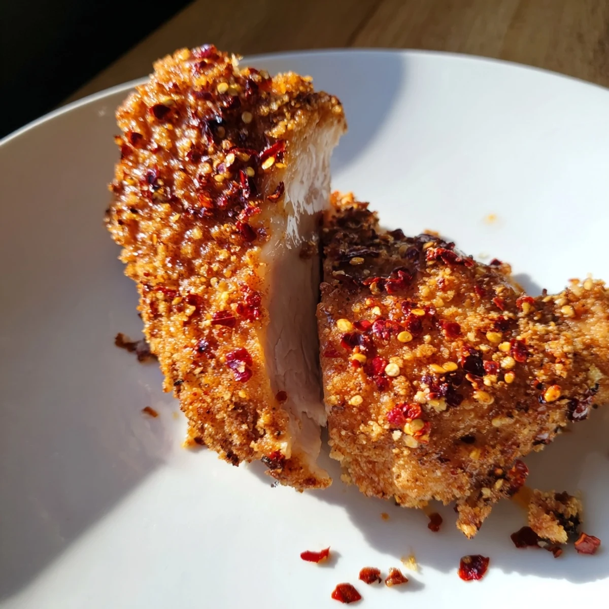 Golden, crispy Hot Honey Crispy Chicken Thighs, perfectly drizzled, ready for a delicious dinner.