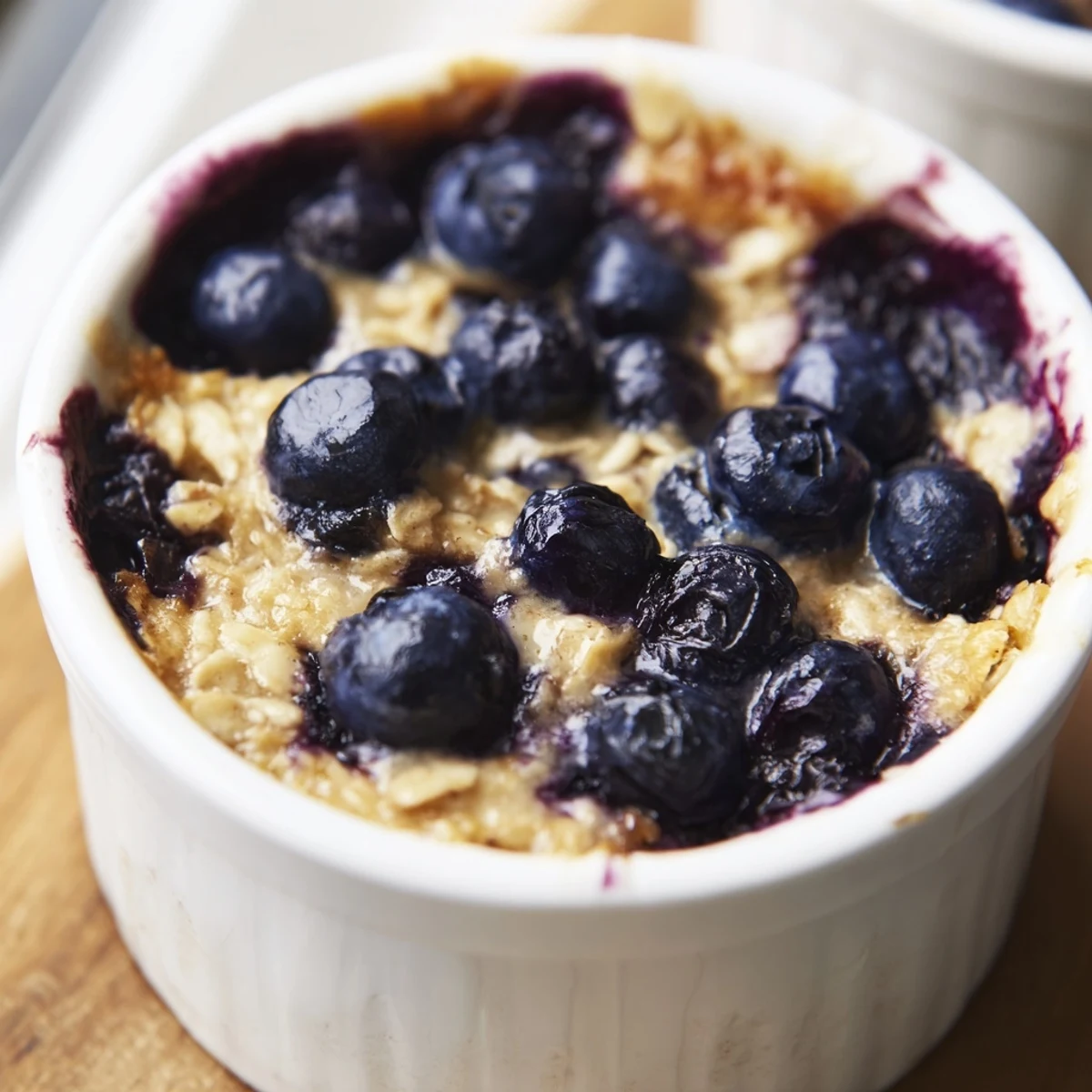Fluffy, cake-like blueberry baked oats, warm and inviting, ready to enjoy for breakfast.
