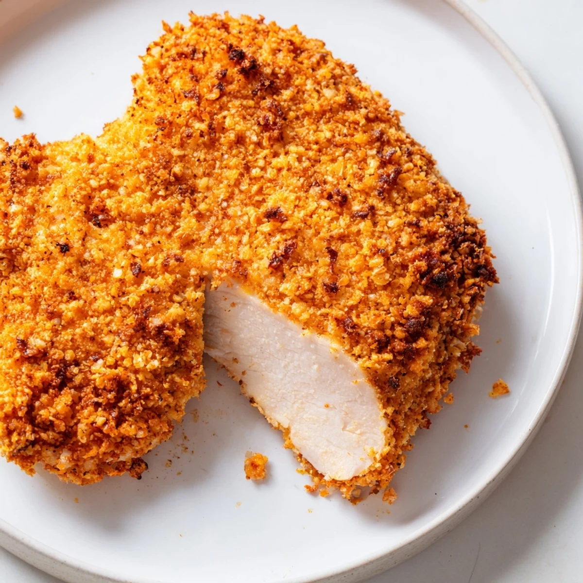 Golden, crispy air fryer chicken cutlets, perfectly cooked and ready to serve with a squeeze of lemon.