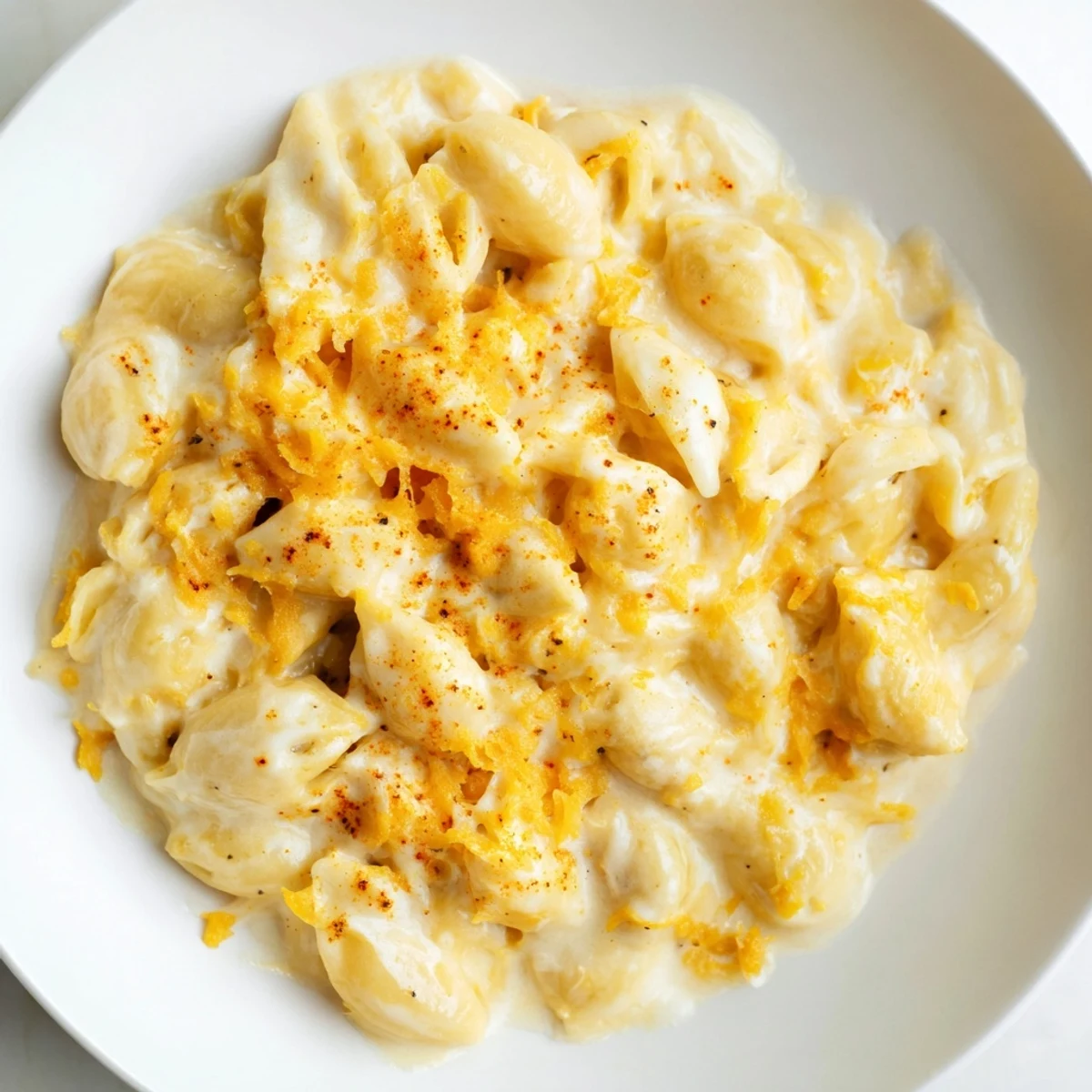 Golden, bubbly Pumpkin Mac & Cheese, with a crispy panko topping, ready to serve.