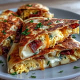 Savory Apple Cheddar Breakfast Quesadillas with perfectly toasted tortilla.
