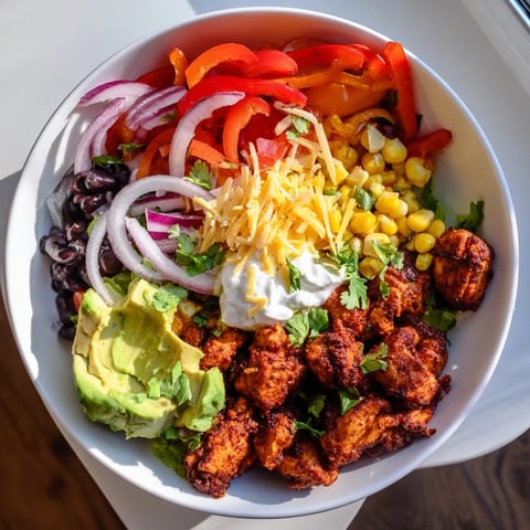 Sheet Pan Chicken Burrito Bowls, vibrant with roasted vegetables and seasoned chicken, ready to serve!