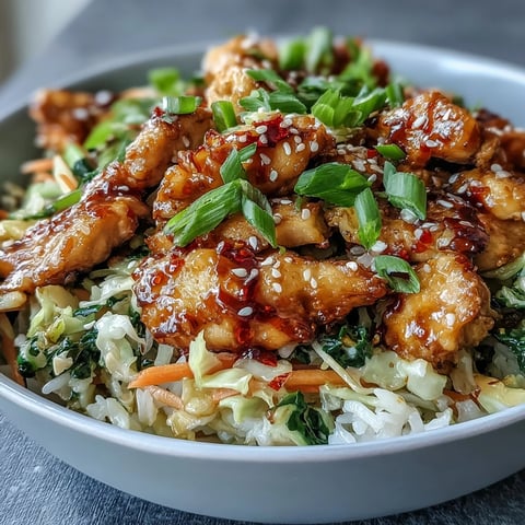A close-up of Egg Roll Bowls with Chicken and Cabbage, featuring tender chicken and vibrant orange carrots nestled in crisp green cabbage.