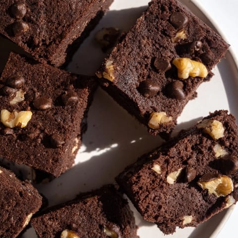 Fudgy zero-waste brownies made with repurposed nut-milk pulp and nuts.  
