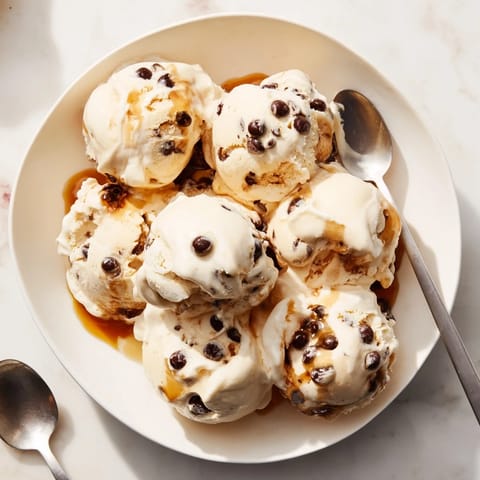 Guilt-free Cottage Cheese Ice Cream loaded with edible chocolate chip cookie dough bites.  