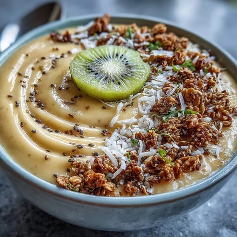 Vibrant Mango Chili Lime Smoothie Bowl with fresh fruit toppings.