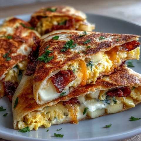 Savory Apple Cheddar Breakfast Quesadillas with perfectly toasted tortilla.