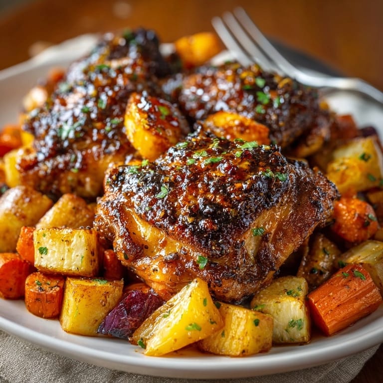 Juicy Sticky Maple Mustard Chicken Thighs recipe: perfect for an easy weeknight dinner.