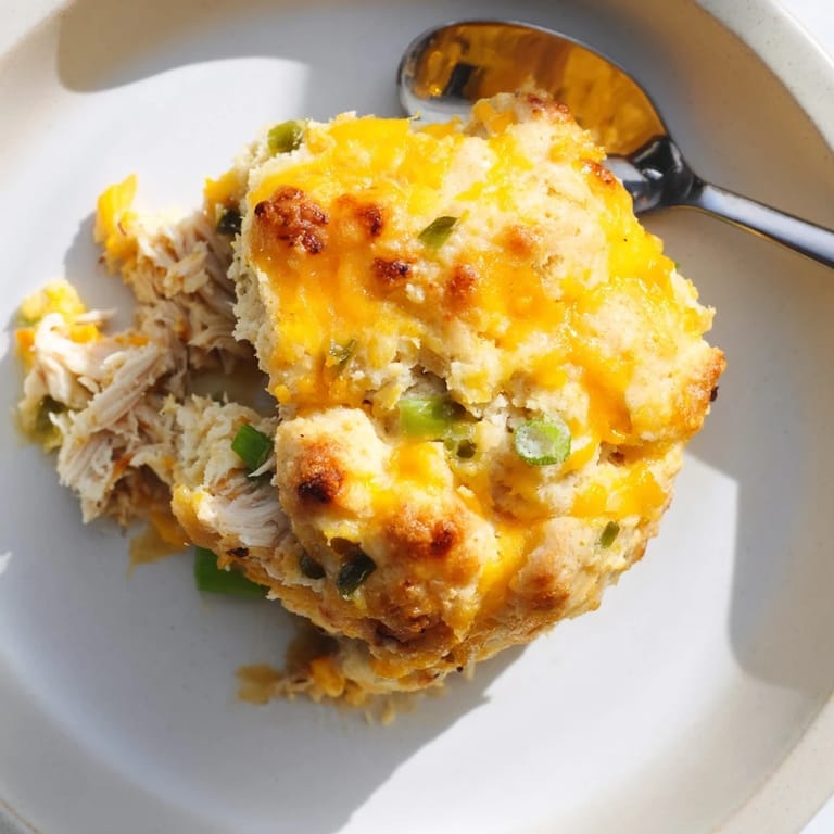 Savory Maple Ginger Chicken Drop Biscuits with chicken and delicate ginger flavors bursting.