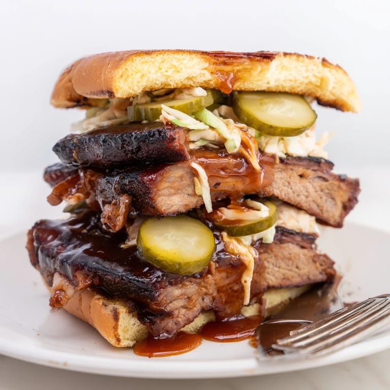 Flavorful Spicy BBQ Pickle Rib Sandwiches, perfect for summer barbecues and gatherings.