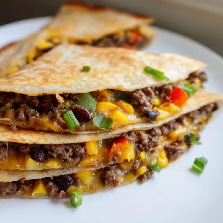 A sheet pan full of Sheet Pan Quesadillas with Beef, offering a crispy exterior and cheesy, beefy insides.