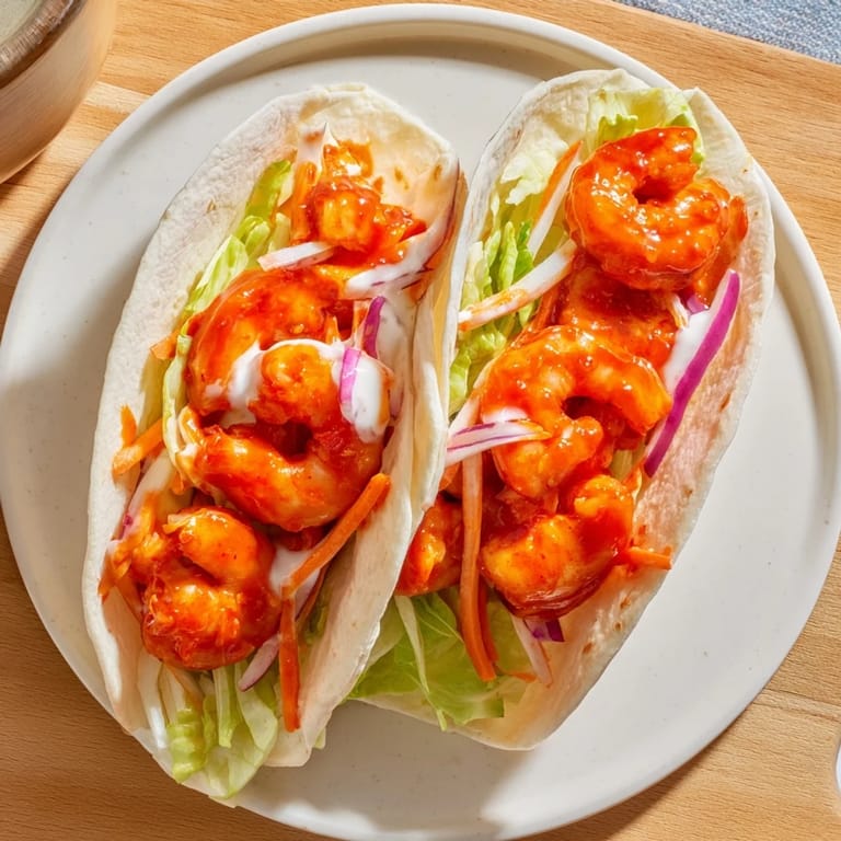 Enjoy these flavorful buffalo shrimp wraps with juicy shrimp, easy for a quick lunch or dinner.