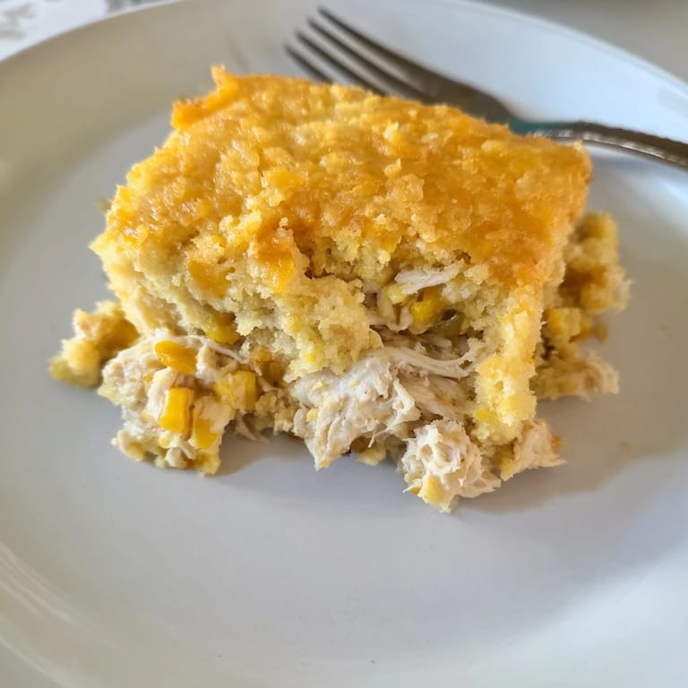 Imagine a rich, savory Southern Cornbread Chicken Casserole, smelling of freshly baked cornbread.