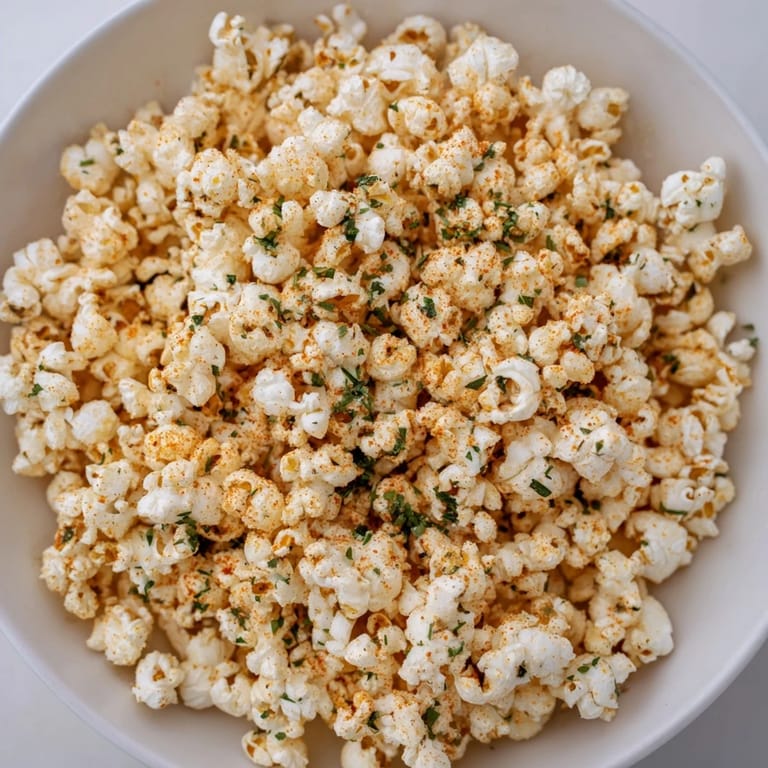 This delicious bowl of Savoury Popcorn Mixes boasts vibrant flavors perfect for snacking at gatherings.