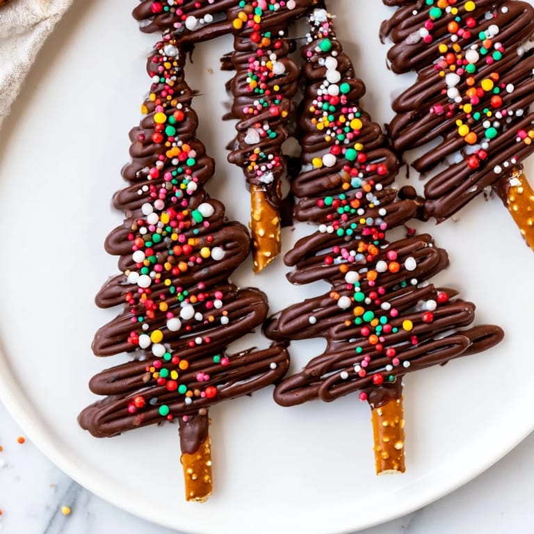 These edible, chocolate Express Chocolate Christmas Trees glisten with sprinkles, a simple recipe for all ages to enjoy.