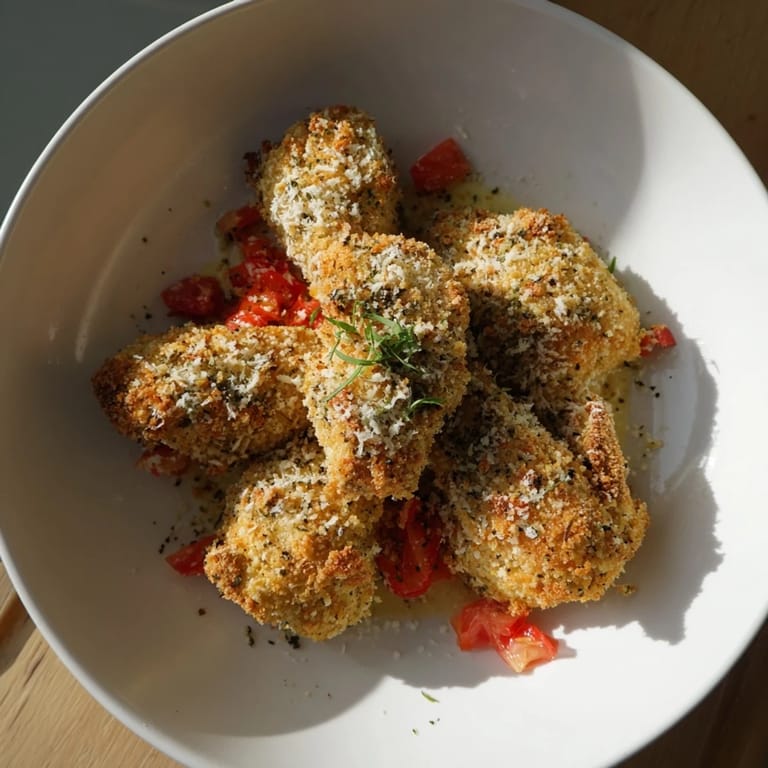 Imagine the aroma: sizzling Garlic Parmesan Chicken Tenders, served hot with fresh parsley and lemon.