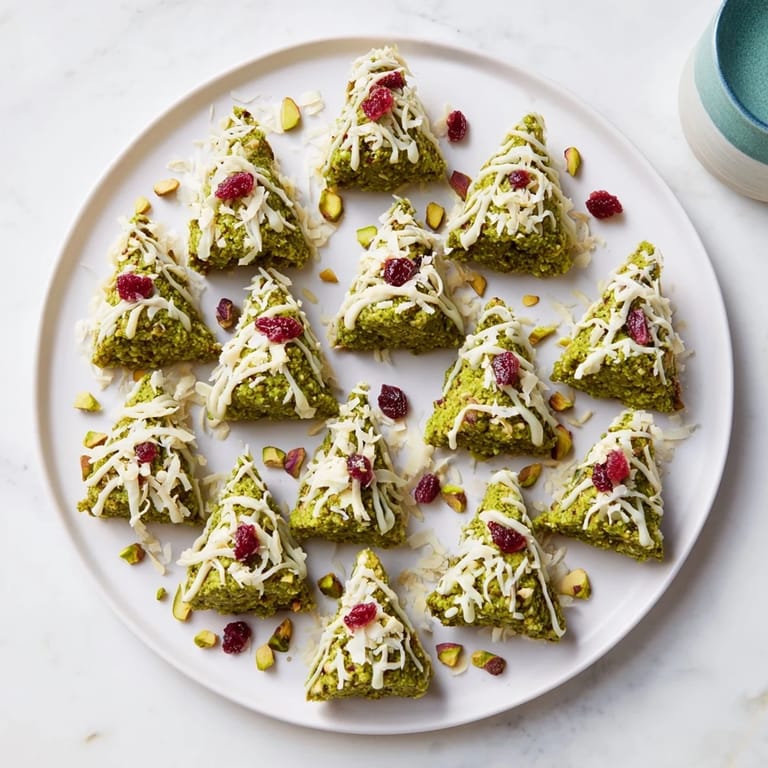 These homemade Matcha Pistachio Christmas Tree Energy Bites are loaded with flavors, easy to make for your holiday celebrations.