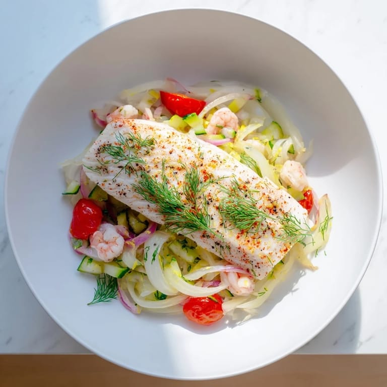 A close-up of Plongeons dans lOcéan Poisson Bleu beautifully showcases pan-seared flaky blue fish.