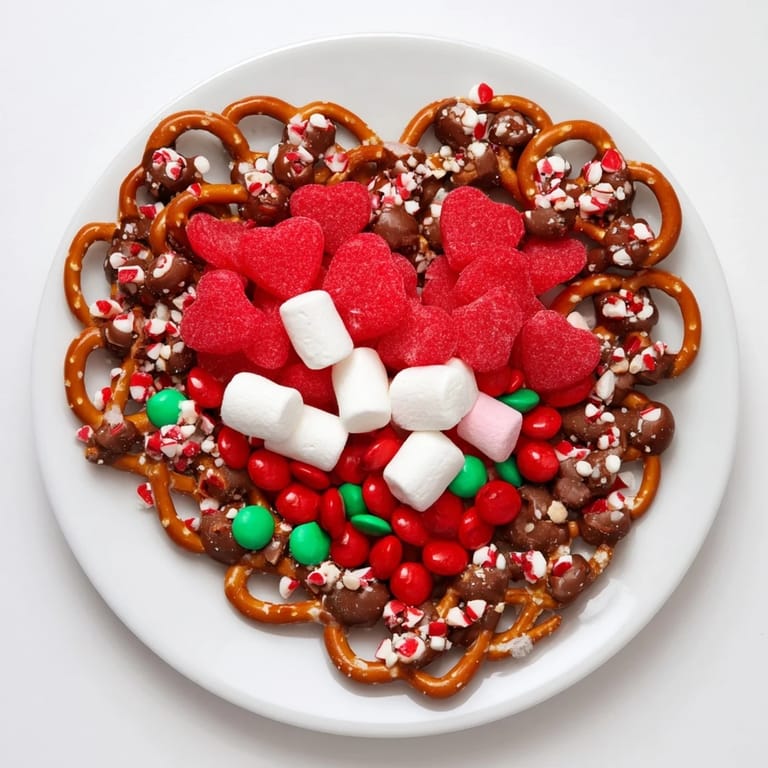 Vibrant Grinch's Heart Pretzel Board displaying sweet and salty treats perfect for holiday entertaining.