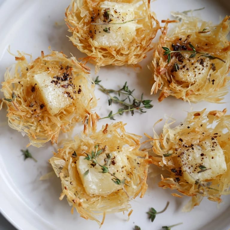 Delicious The Rustic Barnyard: Phyllo hay nests laden with various farmhouse cheese wedges.