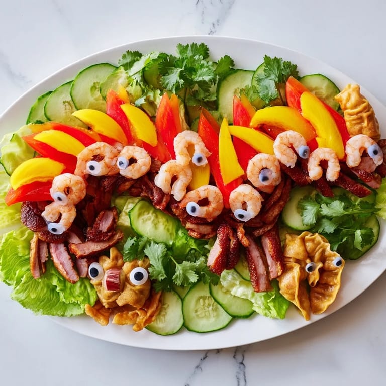 Imagine a festive Lunar New Year Dragon Platter with dipping sauces next to the fresh ingredients.